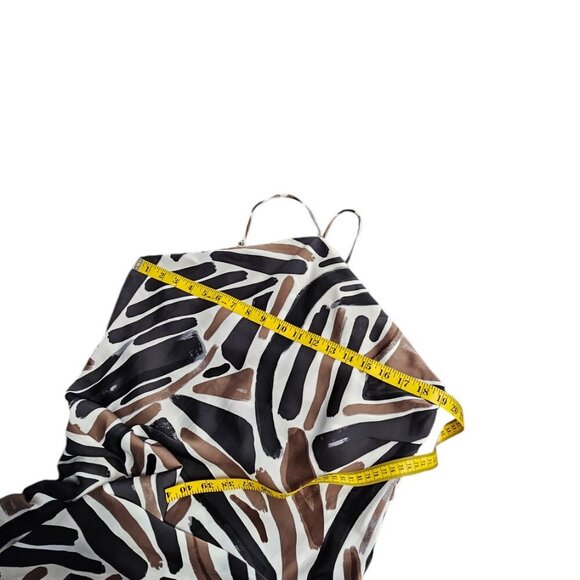 Anthropologie Halter Slip Midi Dress, Abstract Pattern, Black, Brown, Size XL - Picture 7 of 7